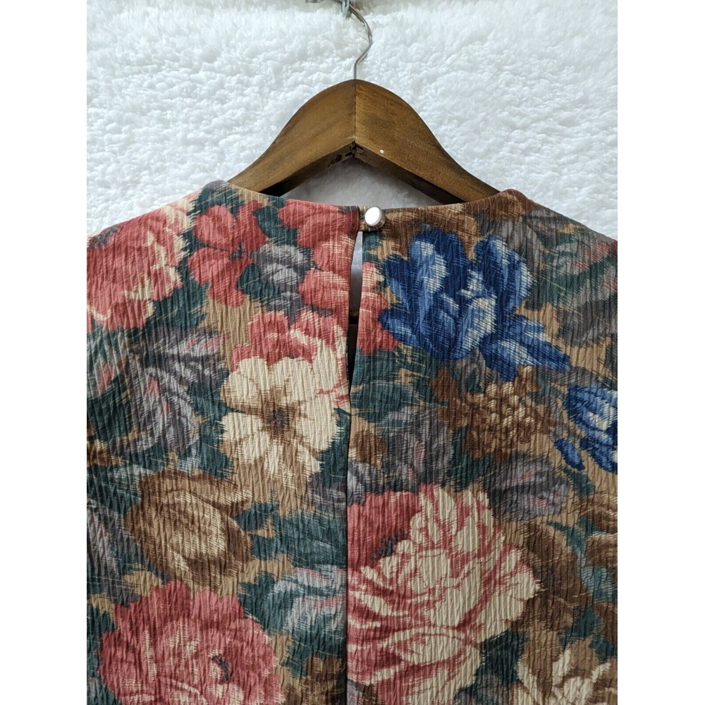 Vintage Susan Graver Blouse Multicolored Flower Print Made‎ In USA L - Picture 9 of 10